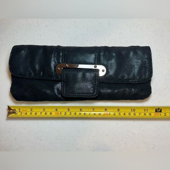 Sondra Roberts SR Squared Shiny Black Evening Clutch Chain Crossbody Purse - Picture 13 of 14